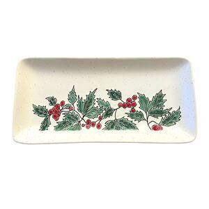 Blue Sky Clayworks Cedar Mountain Serving Platter 10x5 Ceramic Holiday NEW